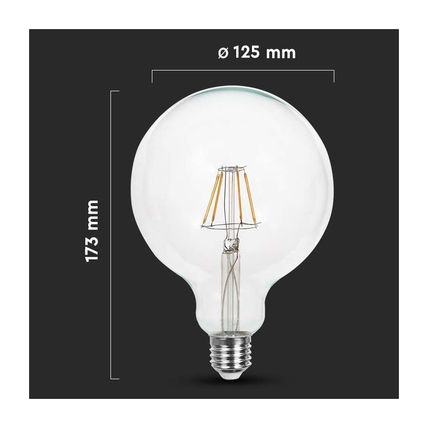 LED Spuldze FILAMENT G125 E27/10W/230V 4000K