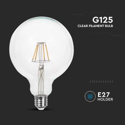 LED Spuldze FILAMENT G125 E27/10W/230V 6400K