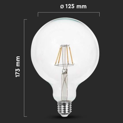 LED Spuldze FILAMENT G125 E27/10W/230V 6400K