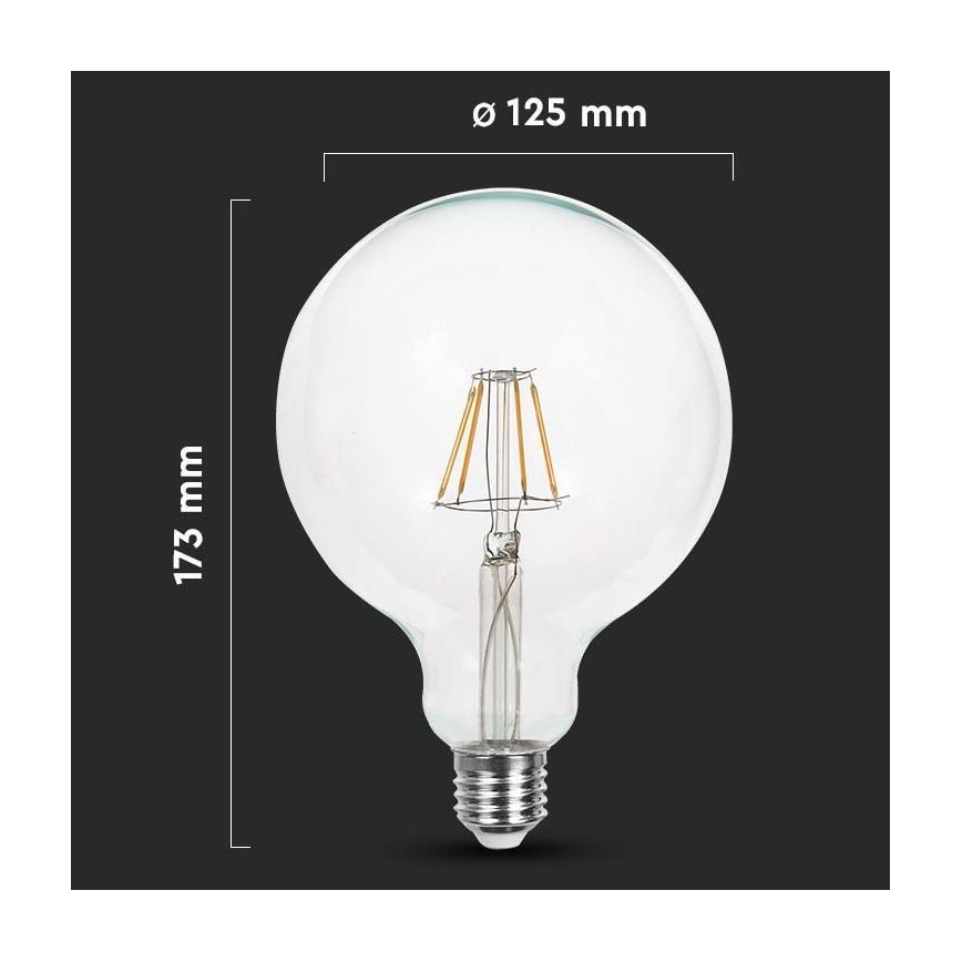 LED Spuldze FILAMENT G125 E27/10W/230V 6400K
