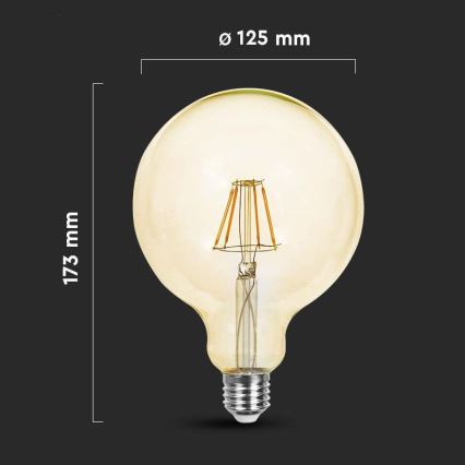 LED Spuldze FILAMENT G125 E27/12W/230V 2200K