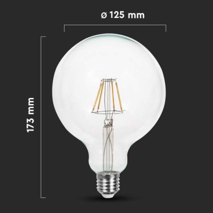 LED Spuldze FILAMENT G125 E27/12W/230V 3000K