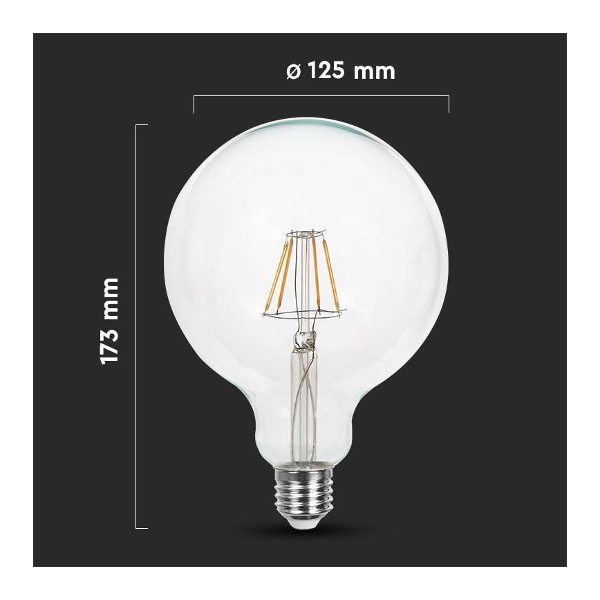 LED Spuldze FILAMENT G125 E27/12W/230V 3000K