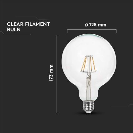 LED Spuldze FILAMENT G125 E27/12W/230V 4000K