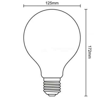 LED Spuldze WHITE FILAMENT G125 E27/13W/230V 3000K