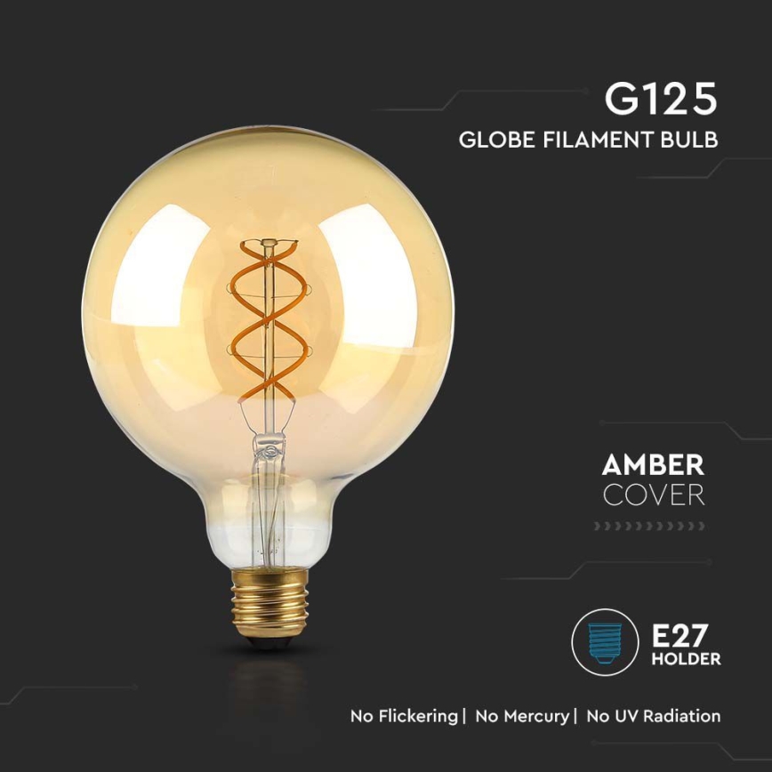 LED Spuldze FILAMENT G125 E27/5W/230V 1800K