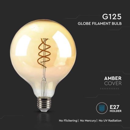 LED Spuldze FILAMENT G125 E27/6W/230V 1800K