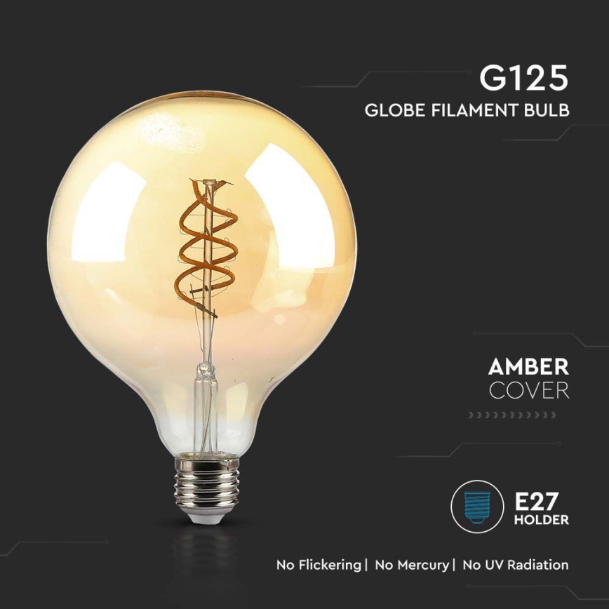 LED Spuldze FILAMENT G125 E27/6W/230V 1800K