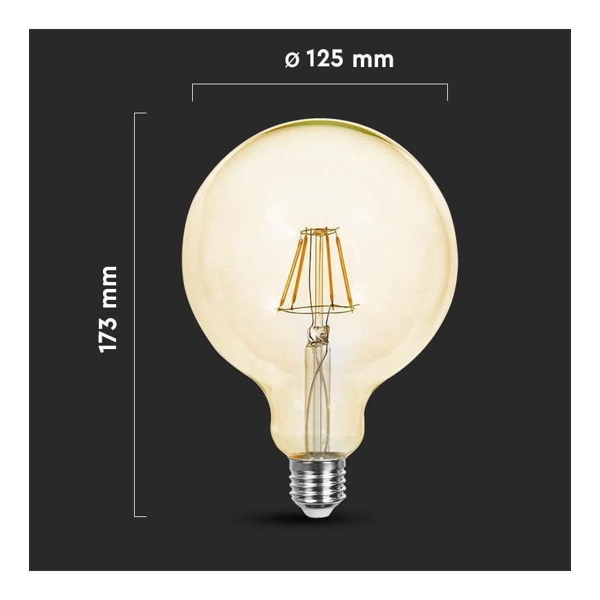 LED Spuldze FILAMENT G125 E27/6W/230V 2200K