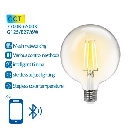 LED Spuldze FILAMENT G125 E27/6W/230V 2700-6500K - Aigostar