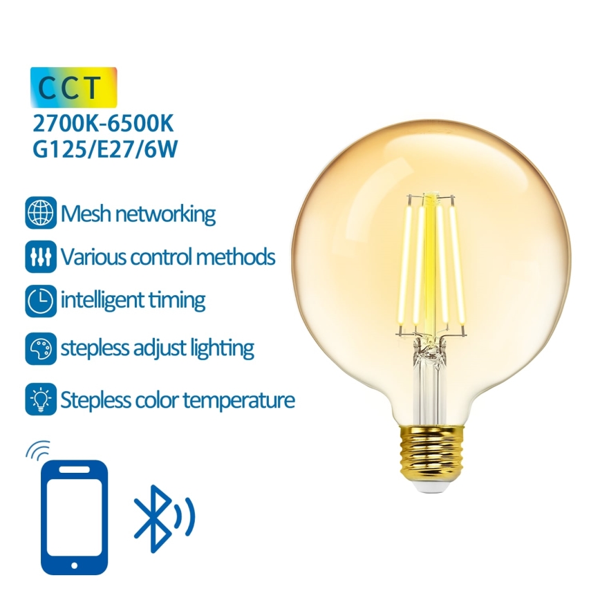 LED Spuldze FILAMENT G125 E27/6W/230V 2700-6500K - Aigostar