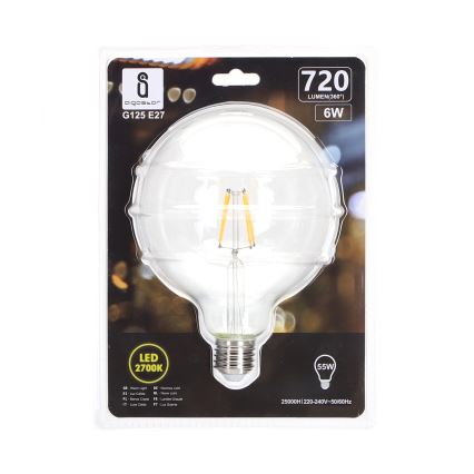 LED Spuldze FILAMENT G125 E27/6W/230V 2700K - Aigostar