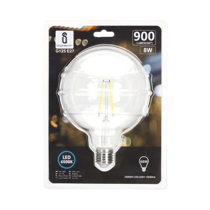 LED Spuldze FILAMENT G125 E27/8W/230V 6500K - Aigostar