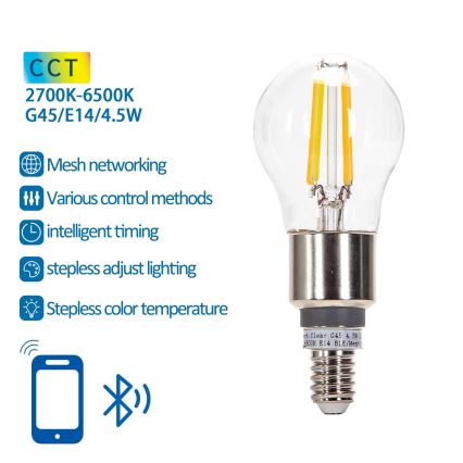 LED Spuldze FILAMENT G45 E14/4,5W/230V 2700-6500K - Aigostar