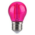 LED Spuldze FILAMENT G45 E27/2W/230V rozā