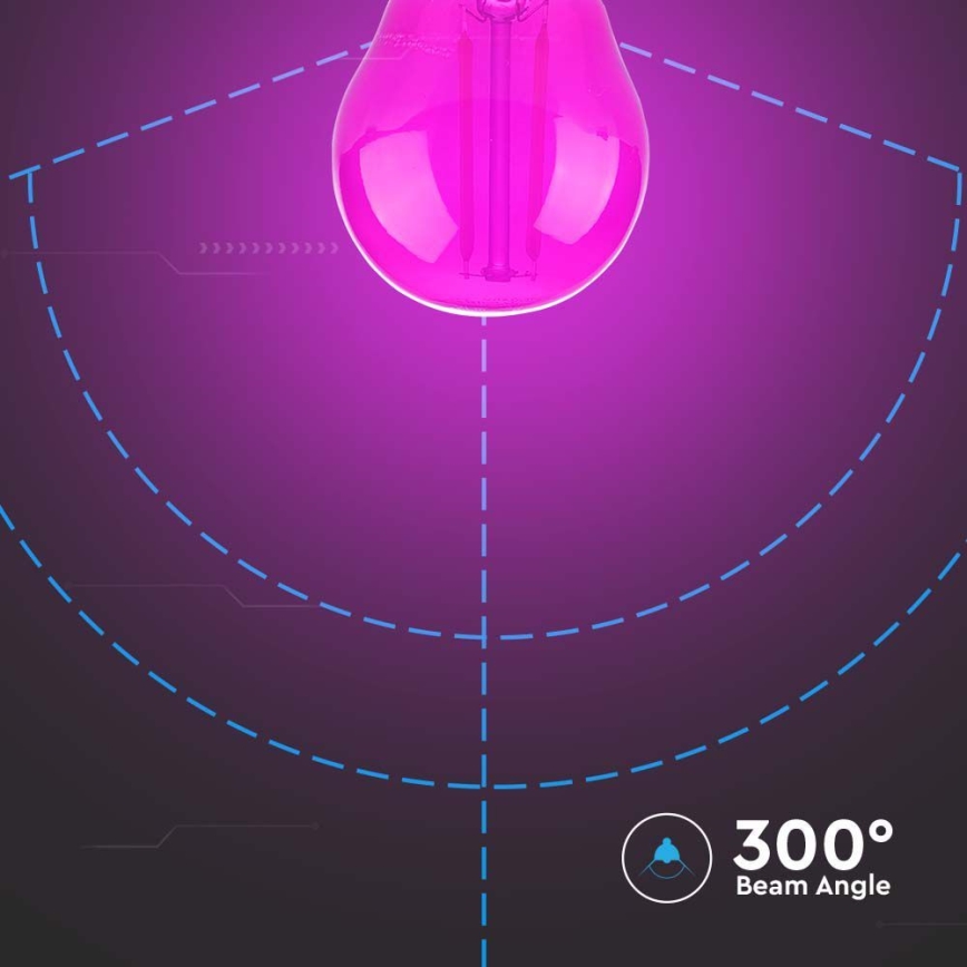 LED Spuldze FILAMENT G45 E27/2W/230V rozā