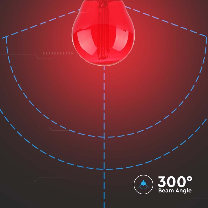 LED Spuldze FILAMENT G45 E27/2W/230V sarkana