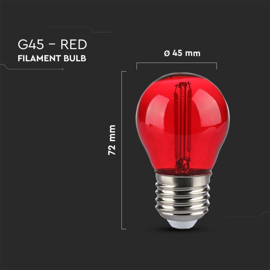 LED Spuldze FILAMENT G45 E27/2W/230V sarkana