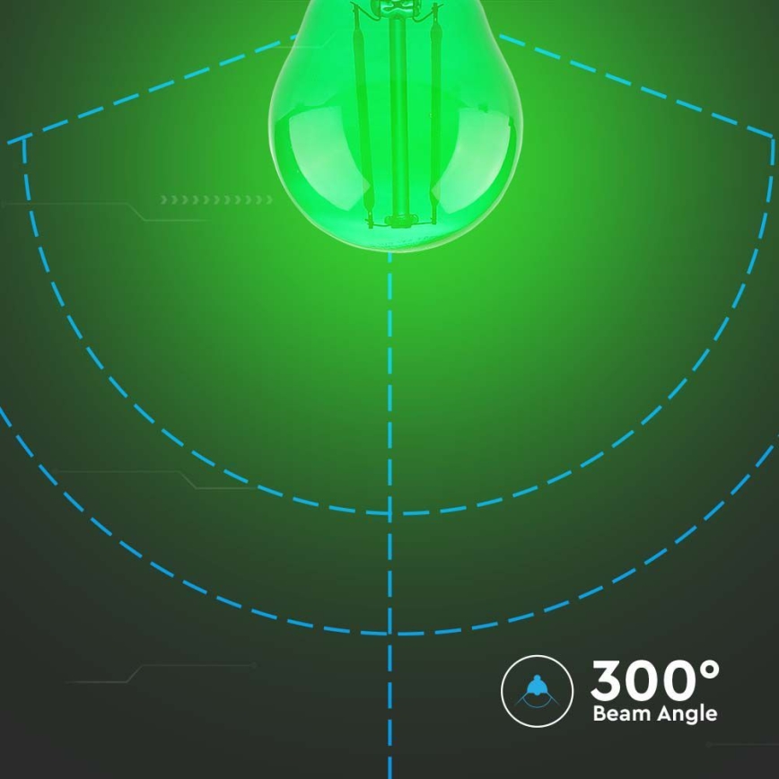 LED Spuldze FILAMENT G45 E27/2W/230V zaļa