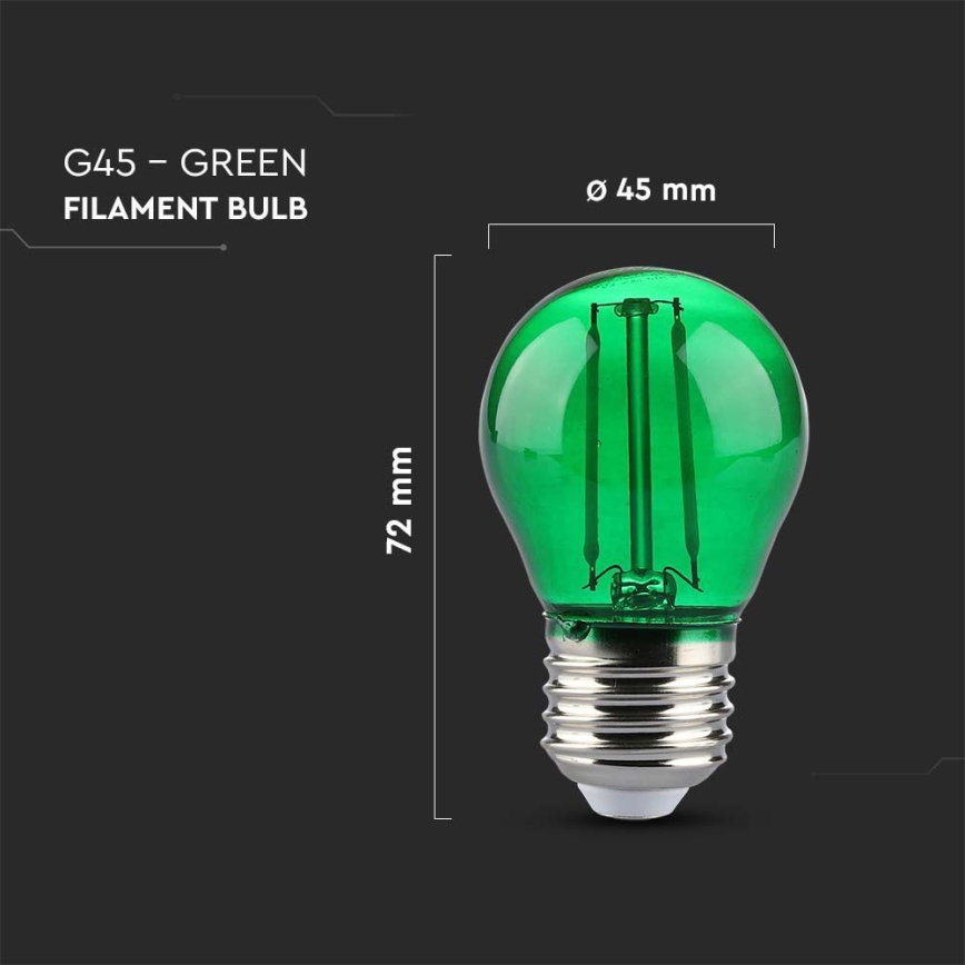 LED Spuldze FILAMENT G45 E27/2W/230V zaļa