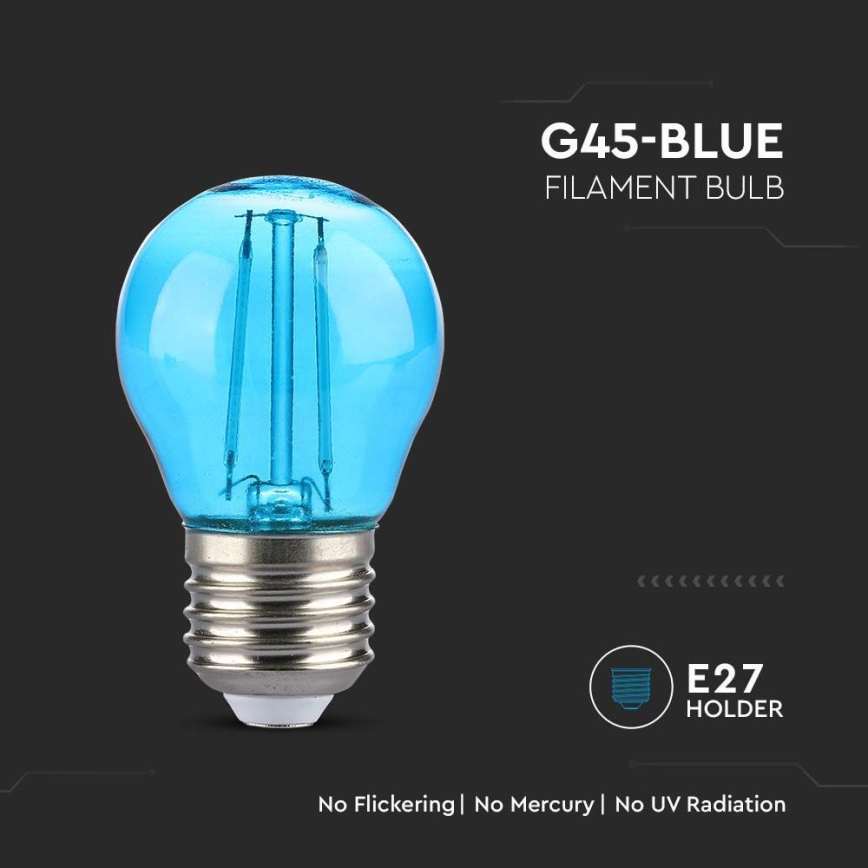 LED Spuldze FILAMENT G45 E27/2W/230V zila