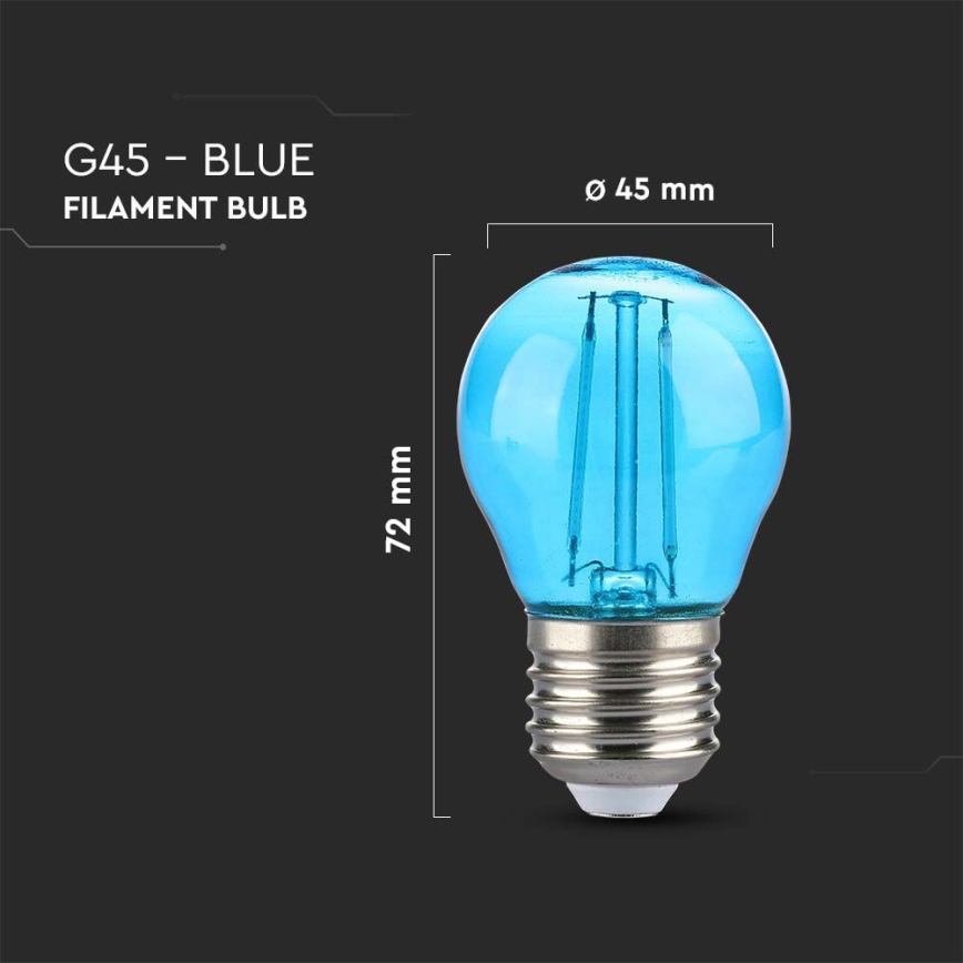 LED Spuldze FILAMENT G45 E27/2W/230V zila