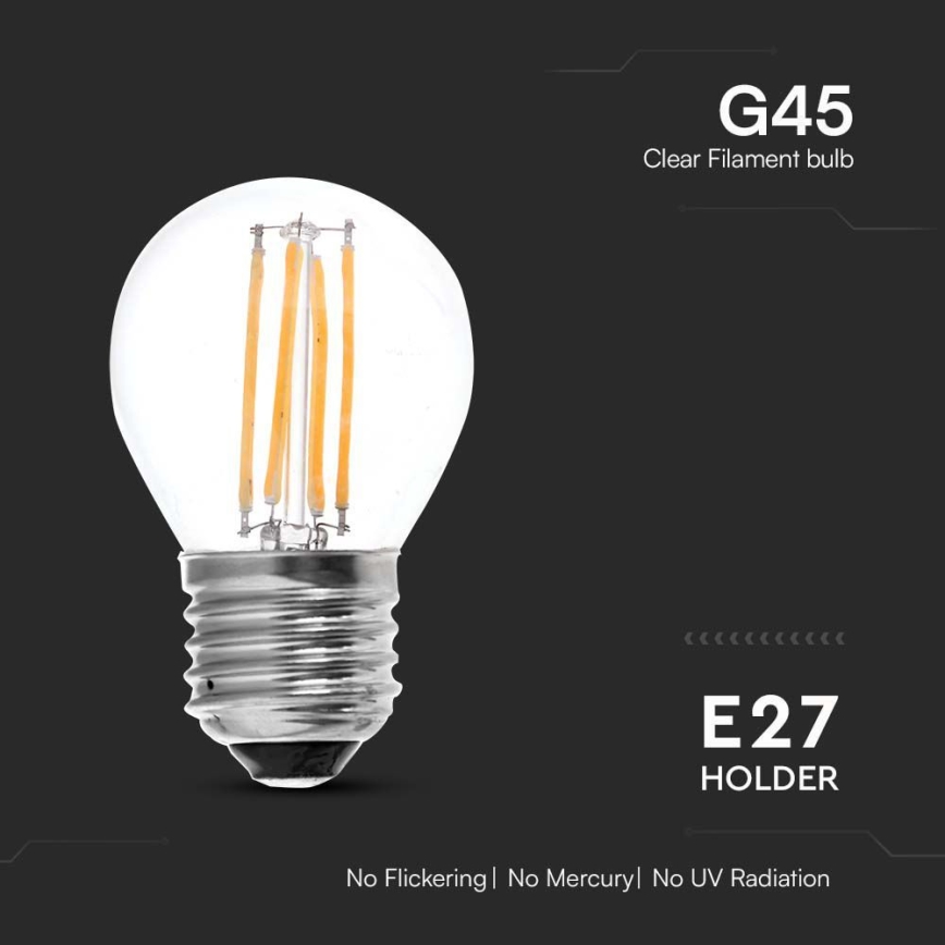 LED Spuldze FILAMENT G45 E27/6W/230V 3000K