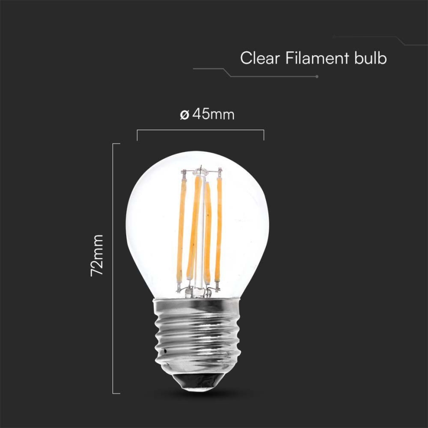 LED Spuldze FILAMENT G45 E27/6W/230V 3000K