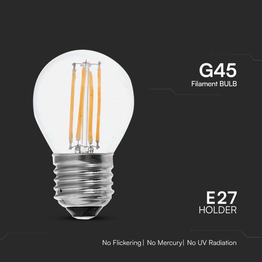 LED Spuldze FILAMENT G45 E27/6W/230V 6500K