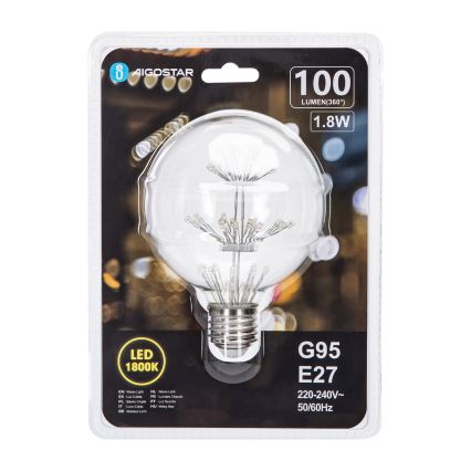 LED Spuldze FILAMENT G95 E27/1,8W/230V 1800K - Aigostar