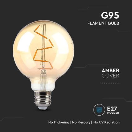 LED Spuldze FILAMENT G95 E27/4W/230V 2200K