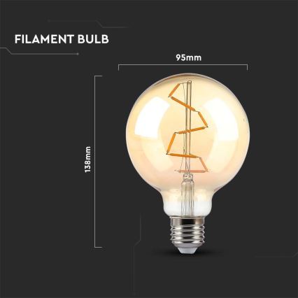 LED Spuldze FILAMENT G95 E27/4W/230V 2200K