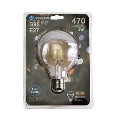 LED Spuldze FILAMENT G95 E27/4W/230V 6500K - Aigostar