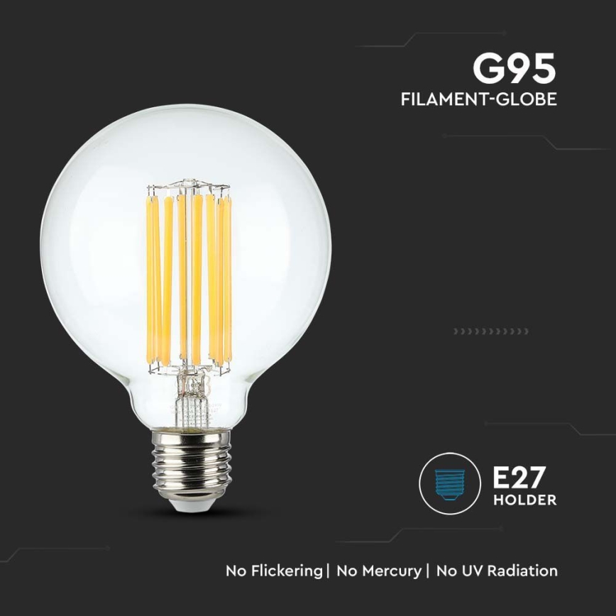 LED Spuldze FILAMENT G95 E27/6W/230V 3000K