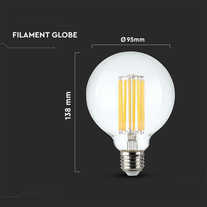 LED Spuldze FILAMENT G95 E27/6W/230V 3000K