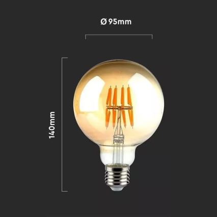 LED Spuldze FILAMENT G95 E27/8W/230V 2200K