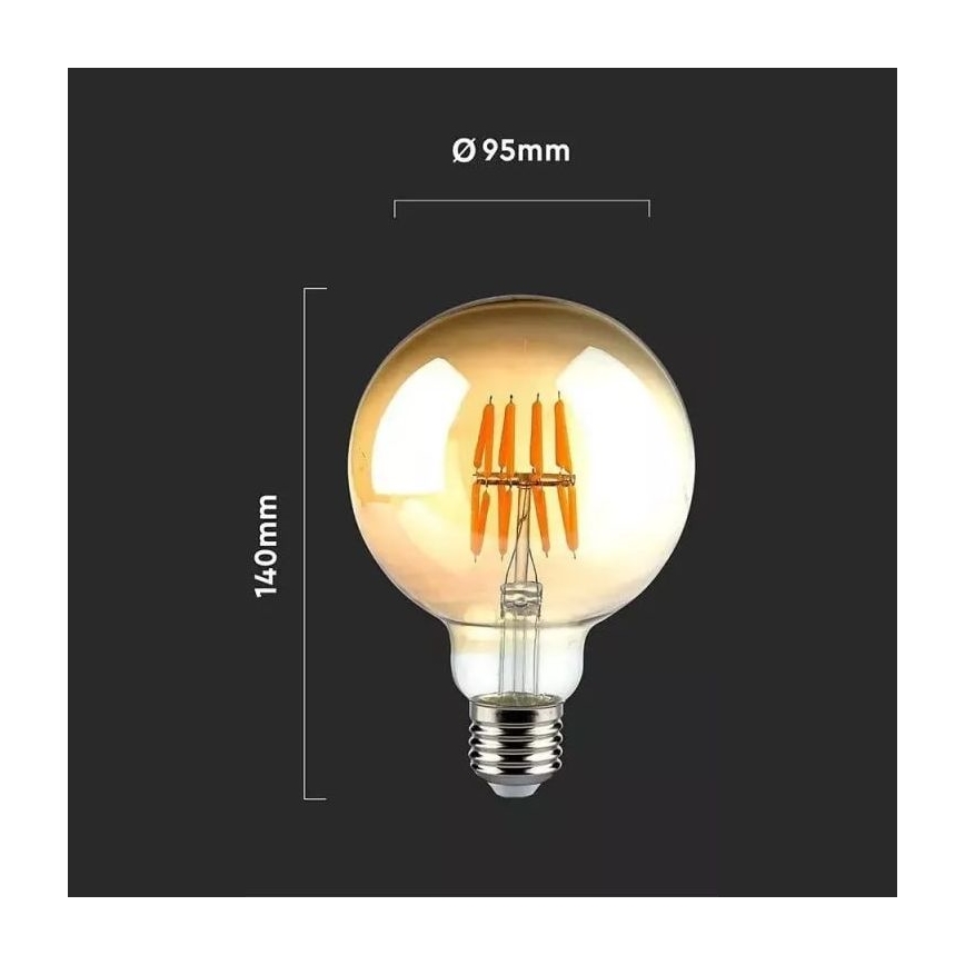 LED Spuldze FILAMENT G95 E27/8W/230V 2200K