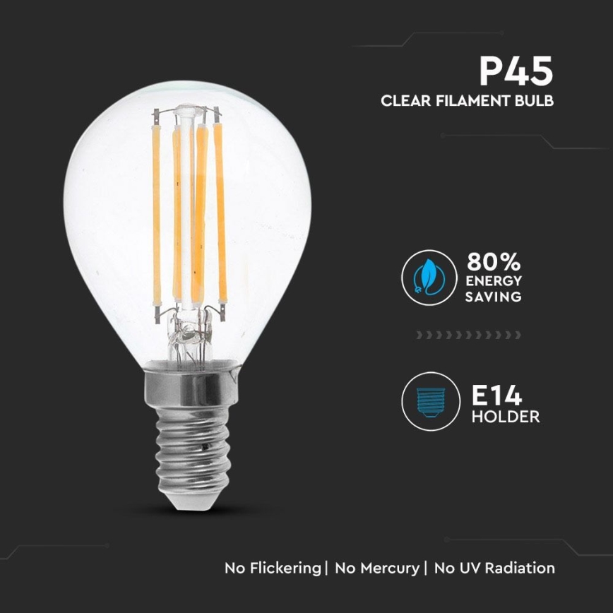 LED Spuldze FILAMENT P45 E14/4W/230V 4000K