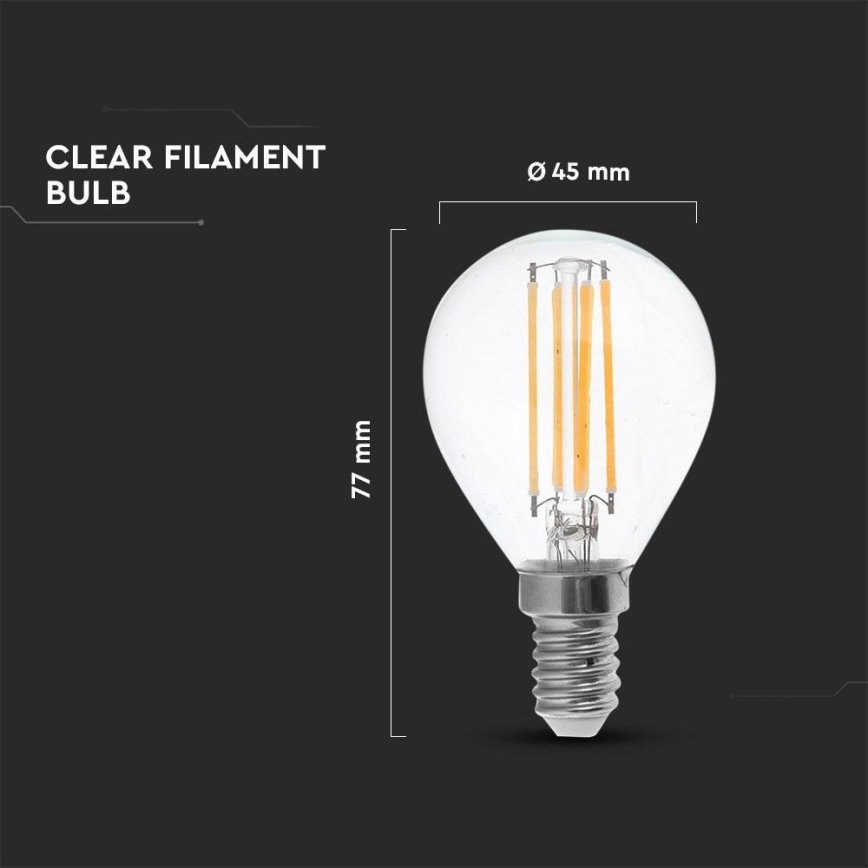 LED Spuldze FILAMENT P45 E14/4W/230V 4000K