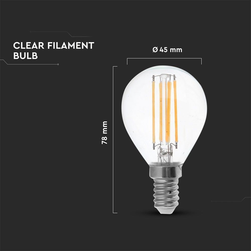 LED Spuldze FILAMENT P45 E14/6W/230V 2700K