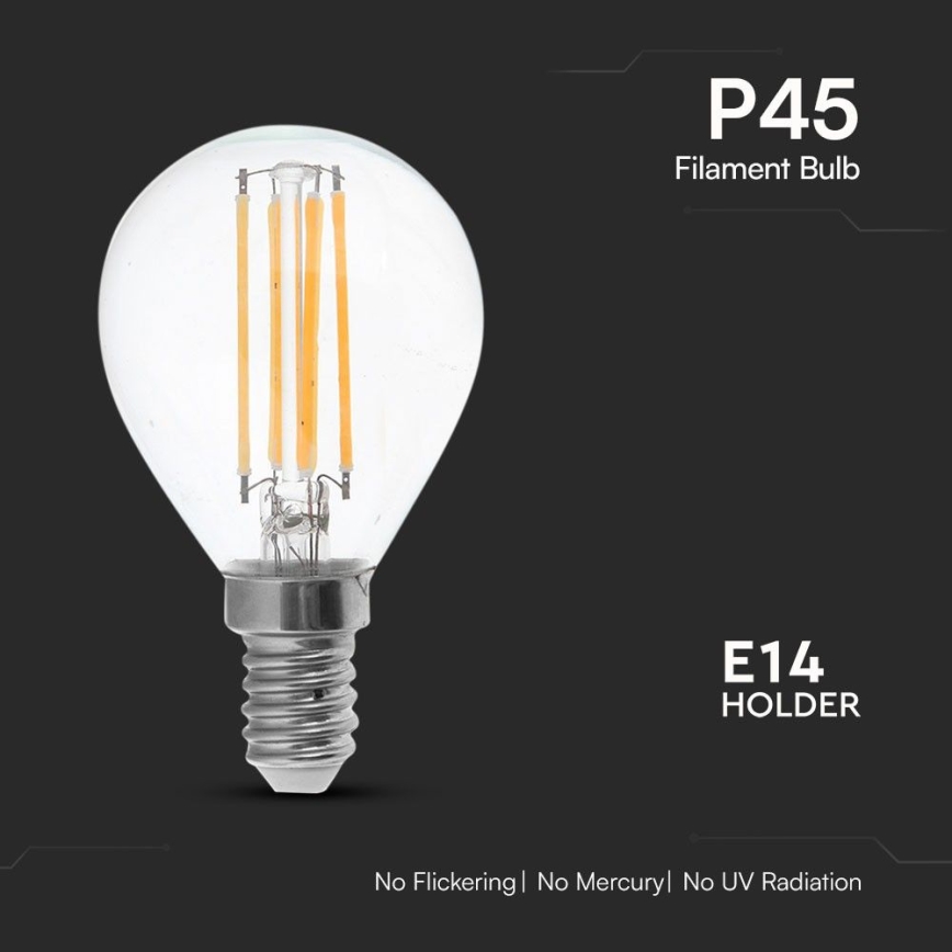 LED Spuldze FILAMENT P45 E14/6W/230V 4000K