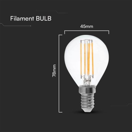 LED Spuldze FILAMENT P45 E14/6W/230V 4000K