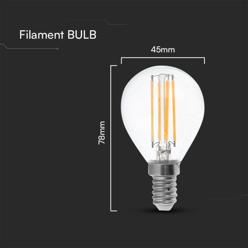 LED Spuldze FILAMENT P45 E14/6W/230V 4000K