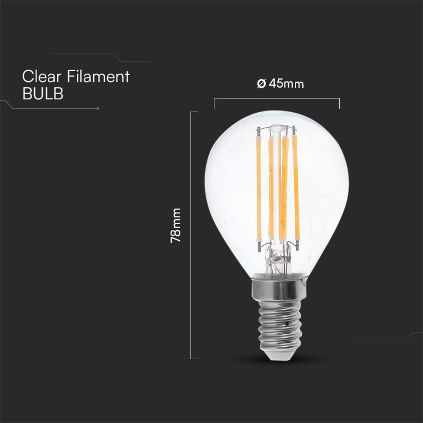LED Spuldze FILAMENT P45 E14/6W/230V 6500K
