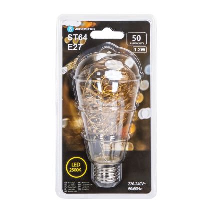 LED Spuldze FILAMENT ST64 E27/1,2W/230V 2500K - Aigostar