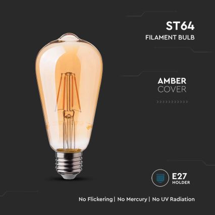 LED Spuldze FILAMENT ST64 E27/6W/230V 2200K