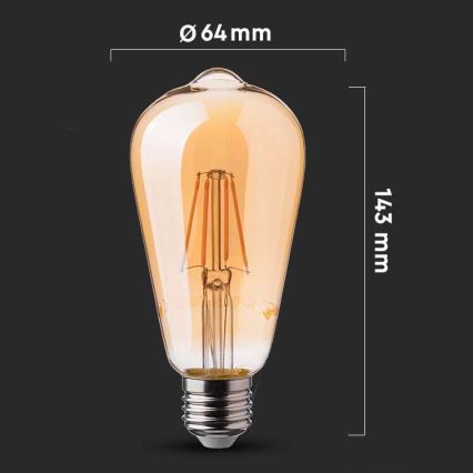 LED Spuldze FILAMENT ST64 E27/6W/230V 2200K