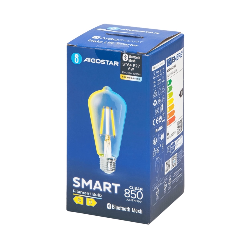 LED Spuldze FILAMENT ST64 E27/6W/230V 2700-6500K - Aigostar