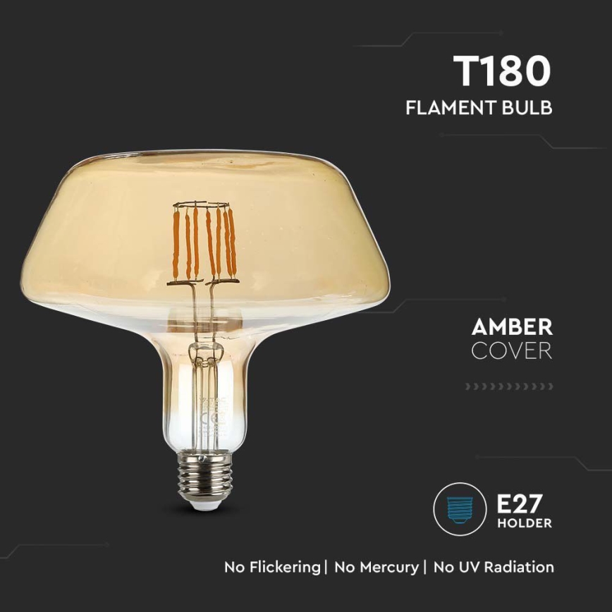 LED Spuldze FILAMENT T180 E27/8W/230V 1800K
