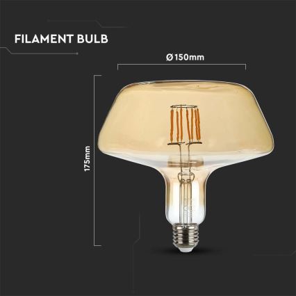 LED Spuldze FILAMENT T180 E27/8W/230V 1800K